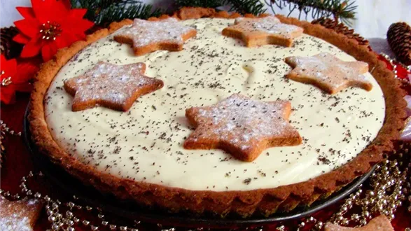 Piernikowa tarta z musem z białej czekolady